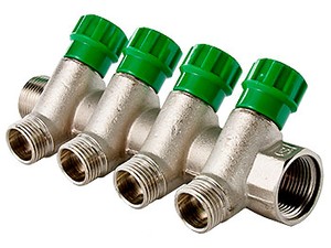 Коллектор с регулируемыми вентилями 2 выхода 3/4" х 1/2" НР Valtec