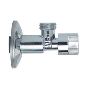 Кран сантехнический угловой с ручкой, розеткой и плоским уплотнением 1/2" х 1/2" НР FIV