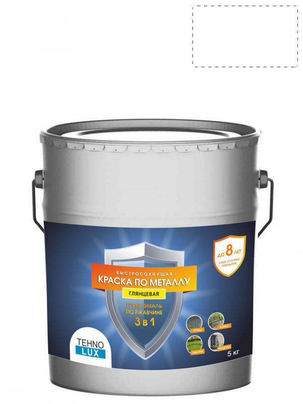 Грунт-эмаль 3 в 1 Технолюкс гладкая белая RAL 9010 5 кг