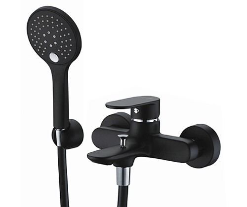 Смеситель для ванны Wasserkraft Elbe 7401 чёрный, в комплекте с аксессарами