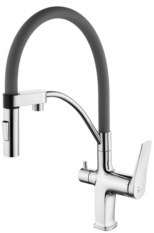 Смеситель для кухни Lemark Comfort LM3074C-Gray с подключением к фильтру для воды серый, хром