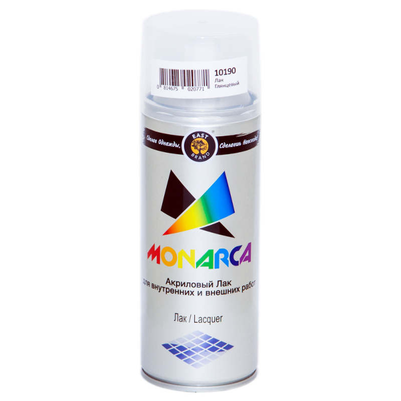 Лак аэрозольный Eastbrand Monarca бесцветный глянцевый 520 мл. 