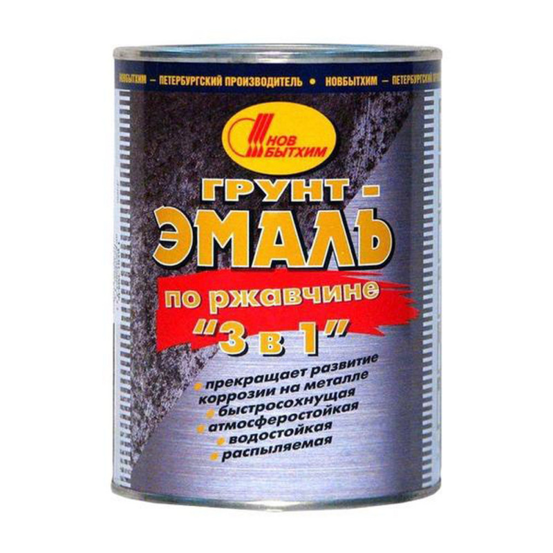 Грунт-эмаль на ржавчину 3 в 1 Новбытхим желтая 3 л.