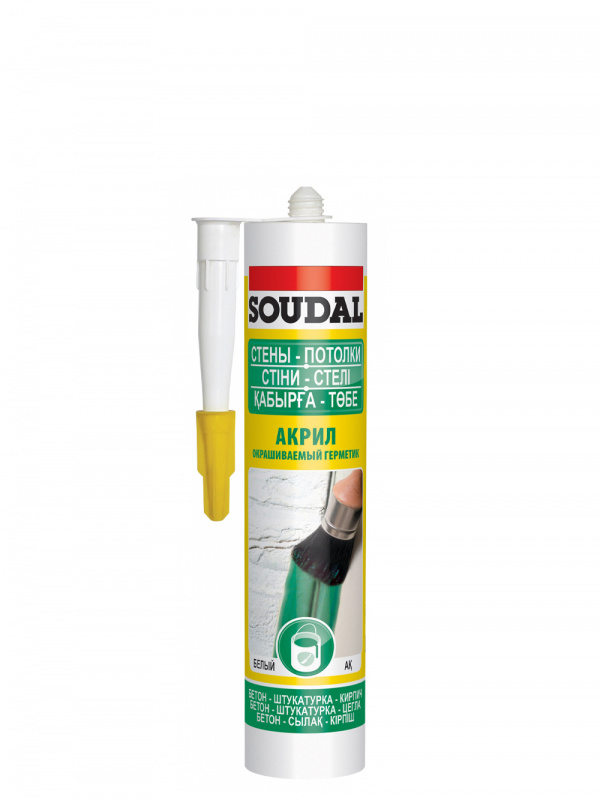 Герметик акриловый универсальный окрашиваемый Soudal белый 280 мл.