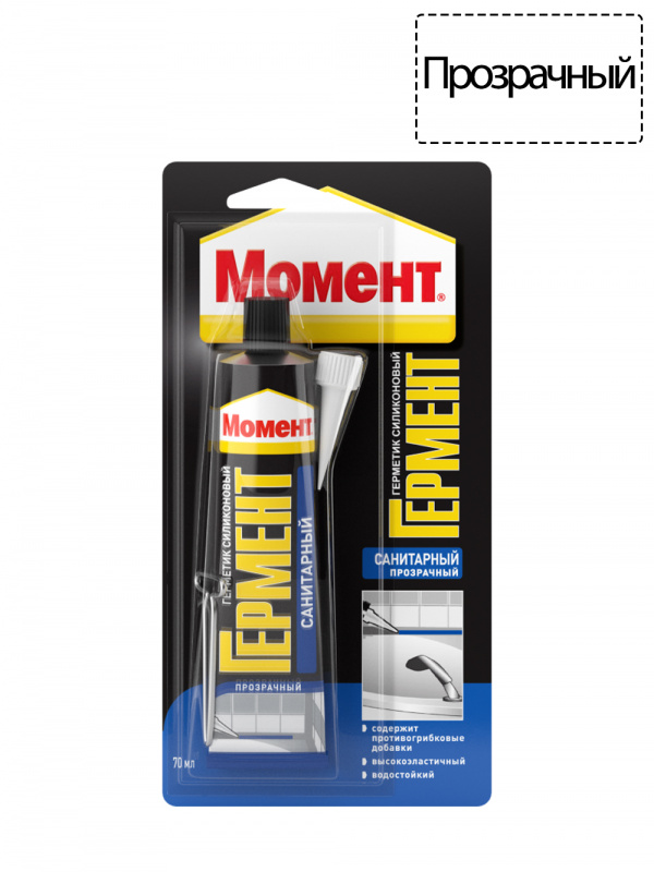 Герметик силиконовый санитарный Момент Гермент прозрачный 85 мл