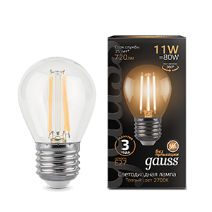 Лампа F-LED P45 11W 2700K E27 Gauss