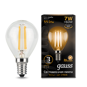Лампа F-LED P45 7W 2700K E14 Gauss