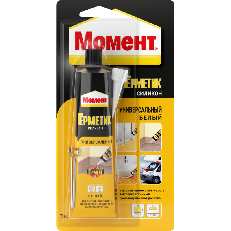 Герметик силиконовый универсальный Момент белый 70 мл