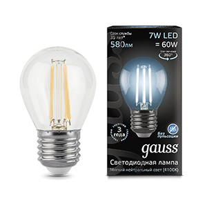 Лампа F-LED P45 7W 4100K E27 Gauss