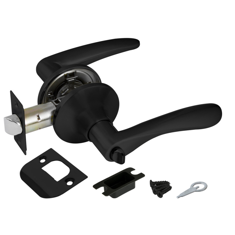 Ручка защелка  6020 BL-B (черный) фик.