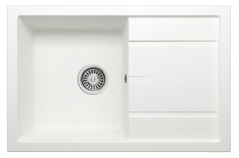 Мойкa из искусственного камня Tolero R-112 №923 белая, прямоугольная 76х50 см.