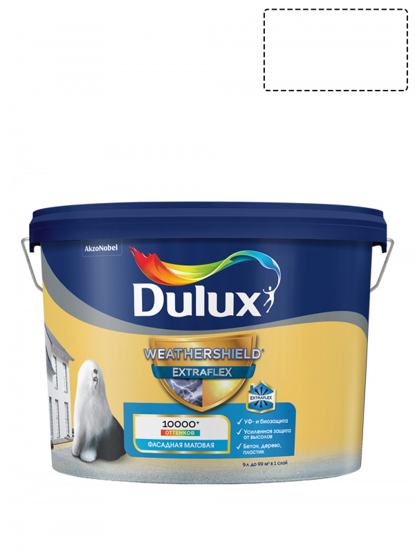 Краска фасадная Dulux Weathershield Extraflex матовая база BW 9 л
