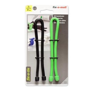 Стяжка гибкая многоразовая черно-зеленая 310 мм. 2 штуки