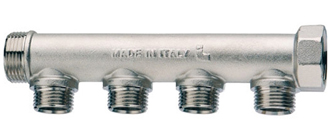 Коллектор для водоснабжения из никелированной латуни 3/4", 2 выхода 1/2" Itap