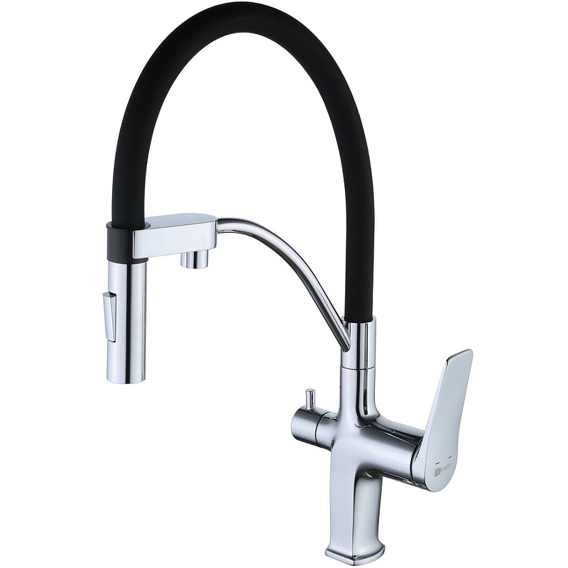 Смеситель для кухни Lemark Comfort LM3074C с подключением к фильтру для воды черный, хром 
