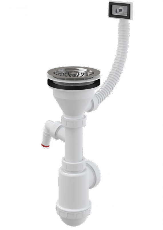 Сифон для мойки AlcaPlast A447P-DN50/40, 3 1/2*40 с отводом и переливом
