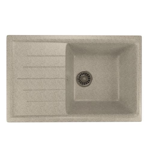 Мойкa из искусственного камня Микслайн ML-GM19 (310) 525149 серая, прямоугольная с крылом 75х49,5