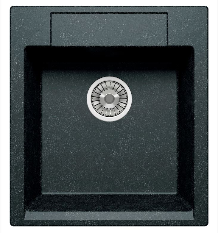 Мойкa из искусственного камня Tolero R-117 №911 черная, прямоугольная 46х51 см.