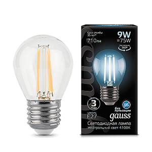 Лампа F-LED P45 9W 4100K E27 Gauss