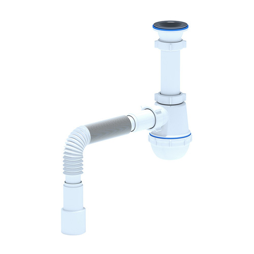 Сифон для мойки Ани Пласт A0115 Грот 1 1/2"*40 с гибкой трубой 40*40/50