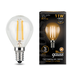 Лампа F-LED P45 11W 2700K E14 Gauss