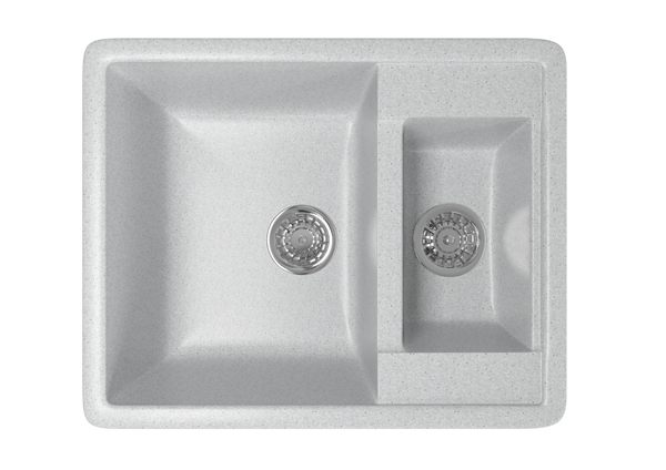 Мойкa из искусственного камня Микслайн ML-GM21 (310) 525166 серая, прямоугольная, две чаши 60х48,5 см.