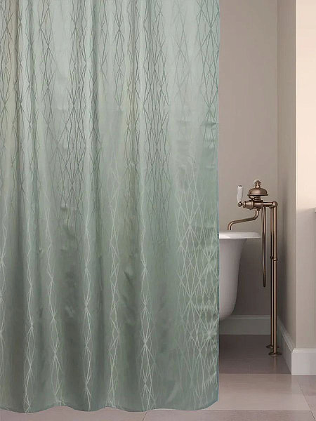 Шторка текстильная для ванной комнаты Bath Plus Жаккард Radial Line JAC1502 зелёный 180х200 см.