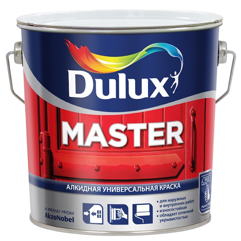 Краска универсальная алкидная Dulux Master М30 полуматовая база BW 2,5 л.