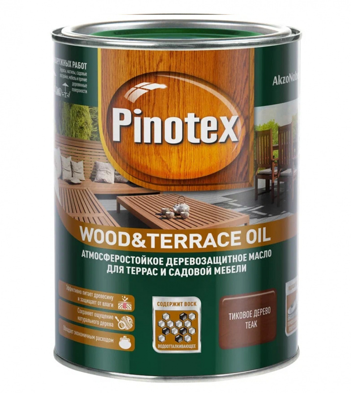 Масло для защиты древесины атмосферостойкое Pinotex Wood&Terrace Oil тик 1 л