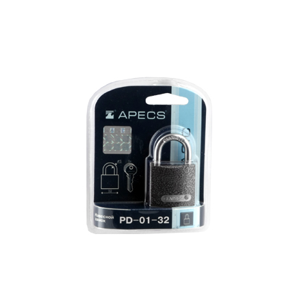 Замок навесной чугун. корпус, Apecs PD-01-32-Blister