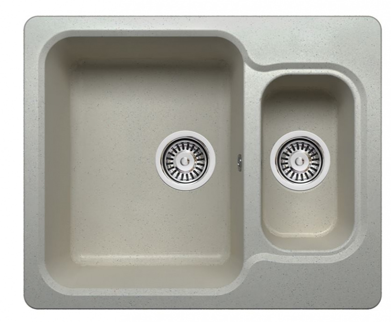 Мойкa из искусственного камня Polygran F-09 №14 (Серый), прямоугольная, две чаши, 61х50 см.