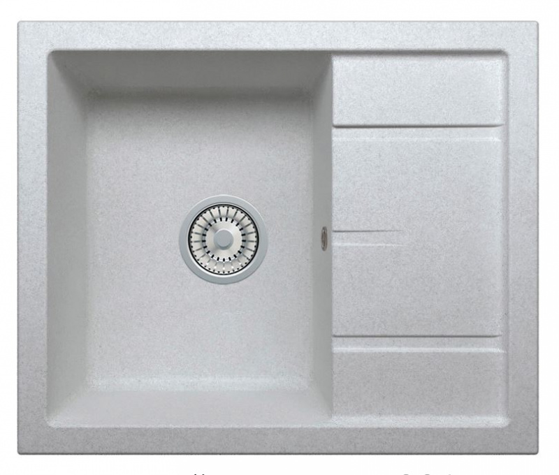 Мойкa из искусственного камня Tolero R-107 №001 серый металлик, прямоугольная 60х50 см.